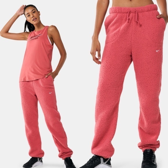 Nike Tech Fleece Cozy‎ Chenille Pink Sweatpants - Picture 1 of 10